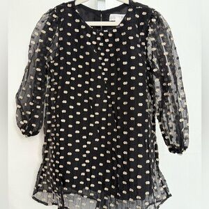 Zara Black Chiffon Dress with Gold Metallic Dots